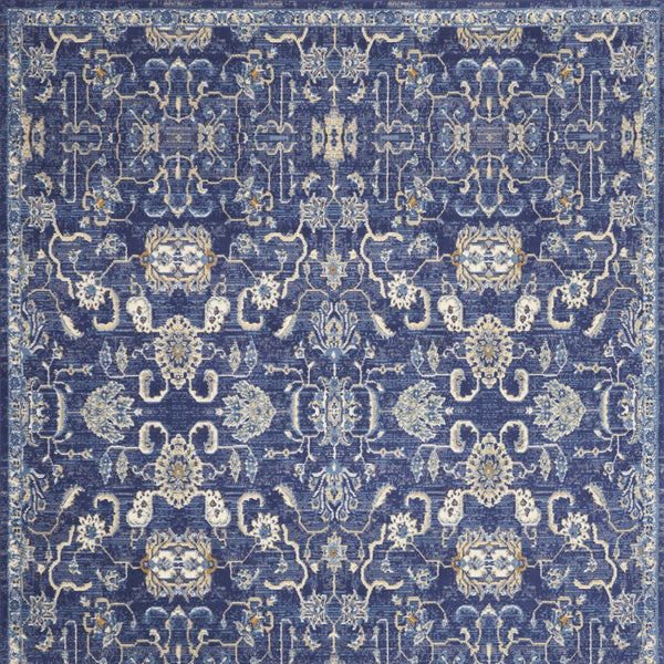 Homeroots 8' X 10' Blue And Beige Floral Power Loom Area Rug  Polypropylene 545357
