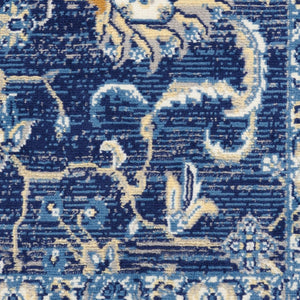 HomeRoots 8' Floral Area Rug in Blue and Beige - Timeless Elegance for Cozy Spaces with Durable Power Loom Design 8' X 10' 545357