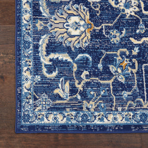 Homeroots 8' X 10' Blue And Beige Floral Power Loom Area Rug  Polypropylene 545357