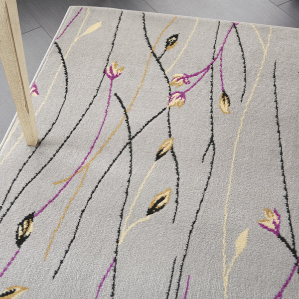 Homeroots 5' X 7' Gray And Pink Floral Power Loom Area Rug  Polypropylene 545363