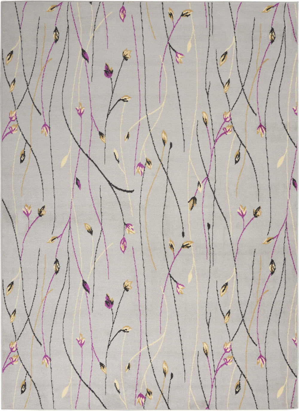 Homeroots 6' X 9' Gray And Pink Floral Power Loom Area Rug  Polypropylene 545365