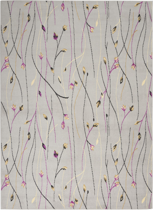 Homeroots 6' X 9' Gray And Pink Floral Power Loom Area Rug  Polypropylene 545365
