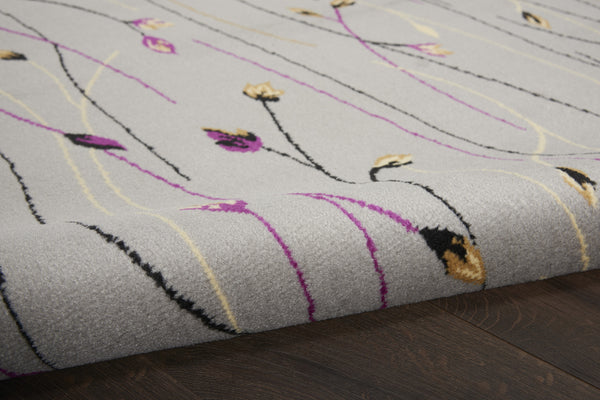 Homeroots 6' X 9' Gray And Pink Floral Power Loom Area Rug  Polypropylene 545365