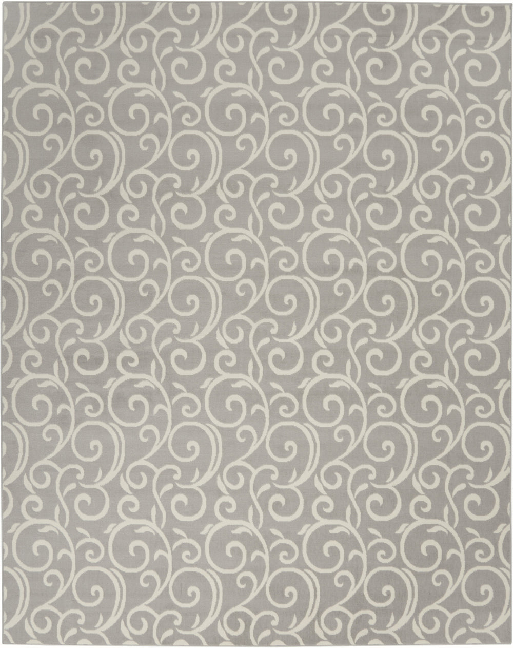 Homeroots 7' X 10' Gray And Ivory Floral Vines Power Loom Area Rug  Polypropylene 545366