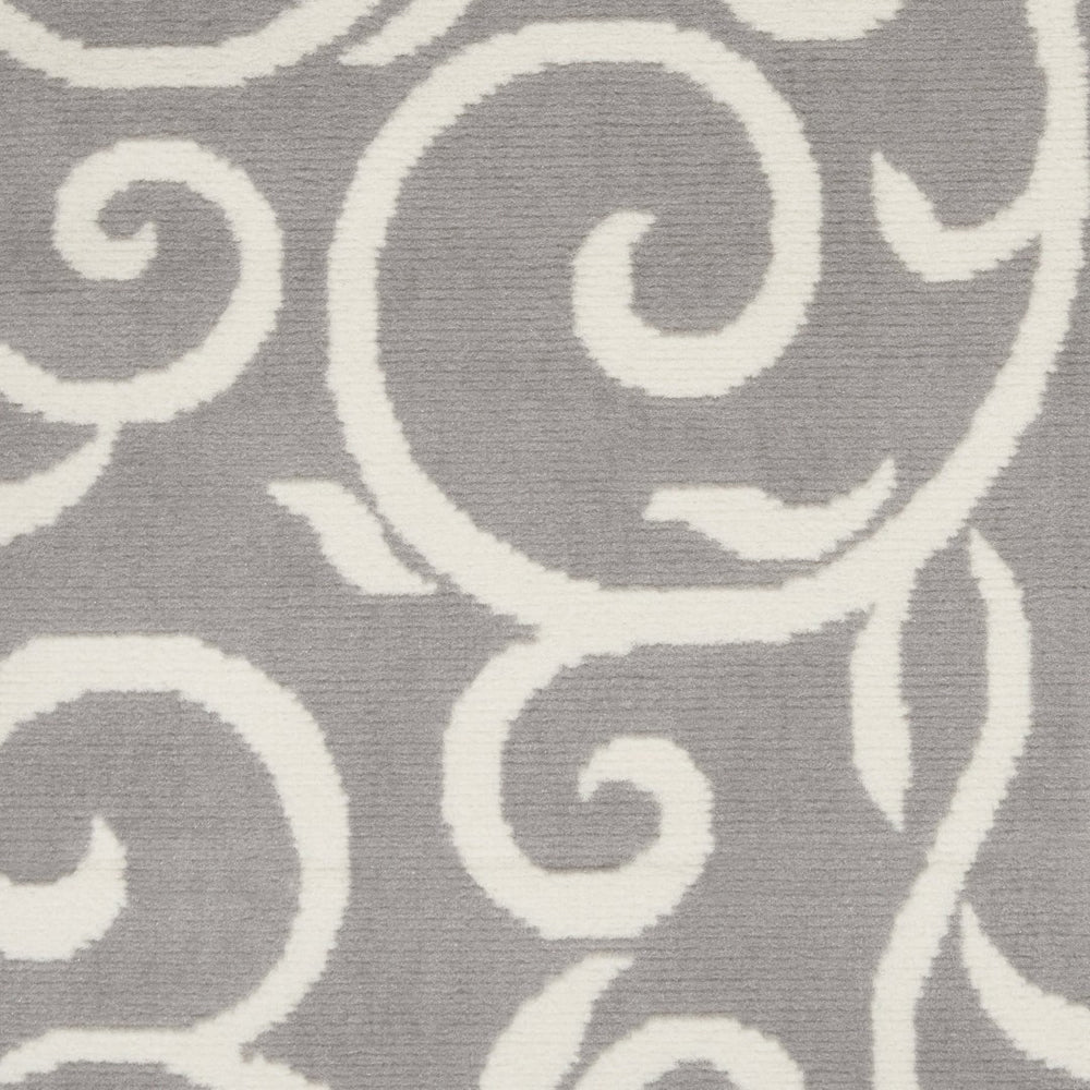 HomeRoots 7' Gray and Ivory Floral Vines Area Rug - Elegant Power Loom Design for Timeless Home Décor 7' X 10' 545366