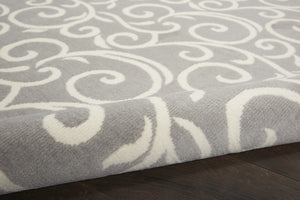 HomeRoots 7' Gray and Ivory Floral Vines Area Rug - Elegant Power Loom Design for Timeless Home Décor 7' X 10' 545366
