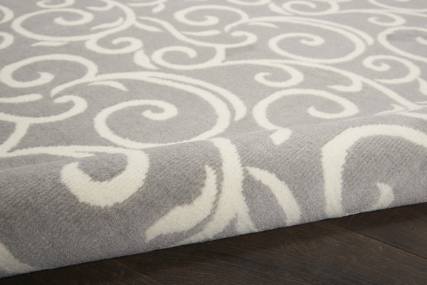 HomeRoots 7' Gray and Ivory Floral Vines Area Rug - Elegant Power Loom Design for Timeless Home Décor 7' X 10' 545366