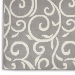 HomeRoots 7' Gray and Ivory Floral Vines Area Rug - Elegant Power Loom Design for Timeless Home Décor 7' X 10' 545366