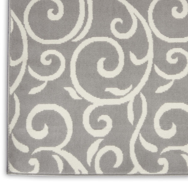 HomeRoots 7' Gray and Ivory Floral Vines Area Rug - Elegant Power Loom Design for Timeless Home Décor 7' X 10' 545366