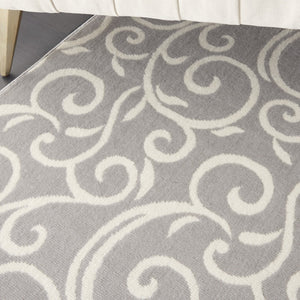 HomeRoots 7' Gray and Ivory Floral Vines Area Rug - Elegant Power Loom Design for Timeless Home Décor 7' X 10' 545366