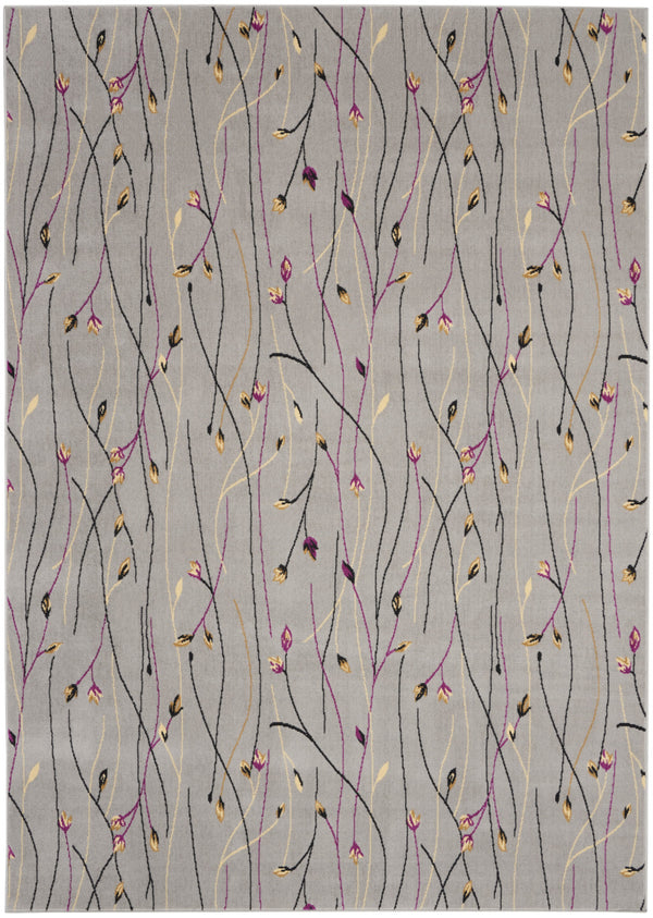 Homeroots 7' X 10' Gray And Pink Floral Power Loom Area Rug  Polypropylene 545367