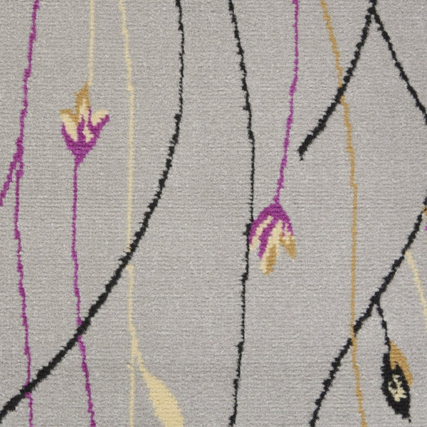 HomeRoots 7' Gray and Pink Floral Power Loom Area Rug - Elegant, Durable Design for Timeless Home Style 7' X 10' 545367
