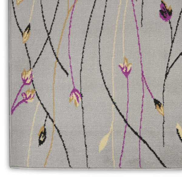 HomeRoots 7' Gray and Pink Floral Power Loom Area Rug - Elegant, Durable Design for Timeless Home Style 7' X 10' 545367