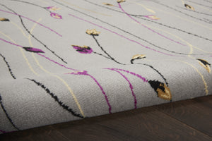 Homeroots 7' X 10' Gray And Pink Floral Power Loom Area Rug  Polypropylene 545367