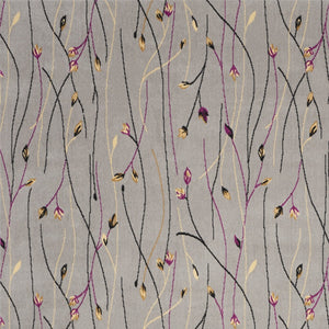 Homeroots 7' X 10' Gray And Pink Floral Power Loom Area Rug  Polypropylene 545367