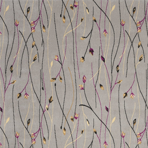 Homeroots 7' X 10' Gray And Pink Floral Power Loom Area Rug  Polypropylene 545367