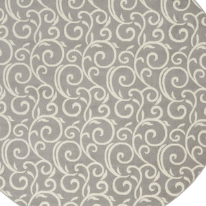 HomeRoots 8' Gray and Ivory Floral Vines Area Rug – Elegant Power Loom Design for Modern Living Spaces 8' Round 545368
