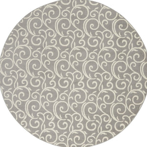 HomeRoots 8' Gray and Ivory Floral Vines Area Rug – Elegant Power Loom Design for Modern Living Spaces 8' Round 545368