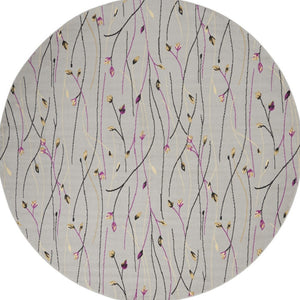 HomeRoots 6' Gray and Pink Floral Area Rug - Timeless Charm with Durable Power Loom Construction for Any Room 8' Round 545369