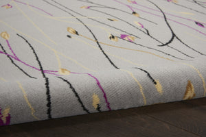 HomeRoots 6' Gray and Pink Floral Area Rug - Timeless Charm with Durable Power Loom Construction for Any Room 8' Round 545369