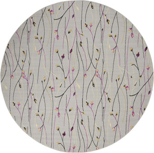 HomeRoots 6' Gray and Pink Floral Area Rug - Timeless Charm with Durable Power Loom Construction for Any Room 8' Round 545369