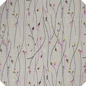 HomeRoots 6' Gray and Pink Floral Area Rug - Timeless Charm with Durable Power Loom Construction for Any Room 8' Round 545369