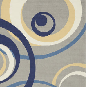 Homeroots 5' X 7' Gray And Blue Geometric Power Loom Area Rug  Polypropylene 545371