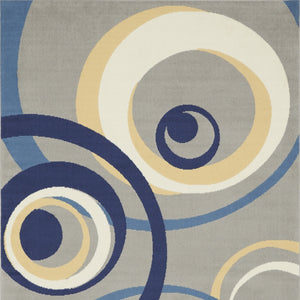 Homeroots 6' X 9' Gray And Blue Geometric Power Loom Area Rug  Polypropylene 545372