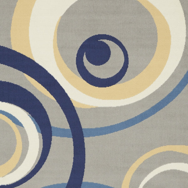 Homeroots 6' X 9' Gray And Blue Geometric Power Loom Area Rug  Polypropylene 545372