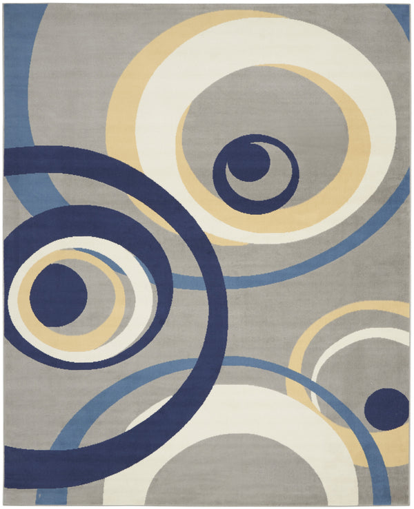 Homeroots 7' X 10' Gray And Blue Geometric Power Loom Area Rug  Polypropylene 545373