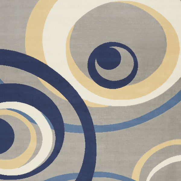 Homeroots 7' X 10' Gray And Blue Geometric Power Loom Area Rug  Polypropylene 545373