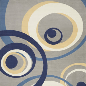 Homeroots 7' X 10' Gray And Blue Geometric Power Loom Area Rug  Polypropylene 545373