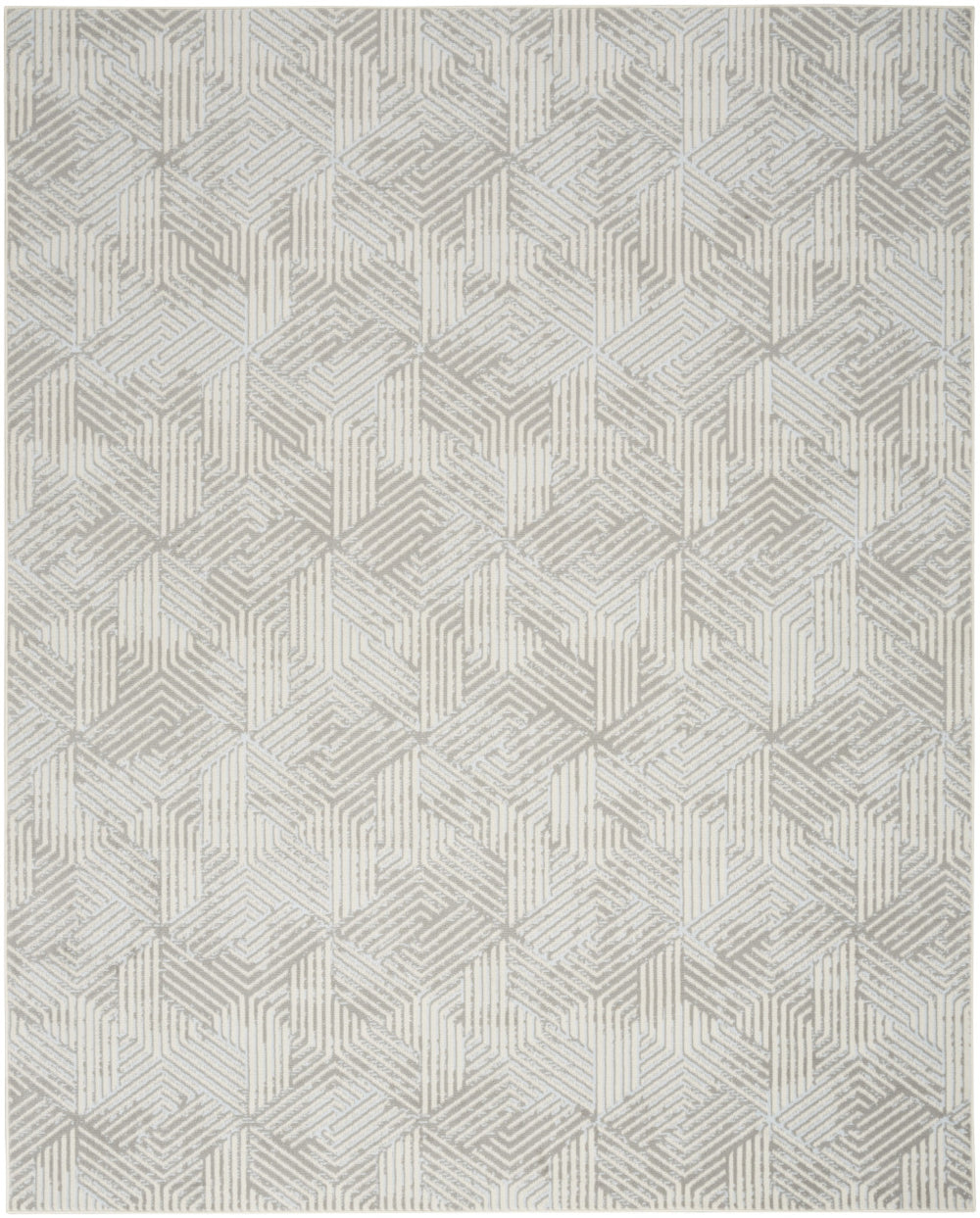 Homeroots 5' X 7' Gray And Ivory Geometric Power Loom Area Rug  Polypropylene 545380