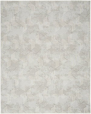 Homeroots 5' X 7' Gray And Ivory Geometric Power Loom Area Rug  Polypropylene 545380