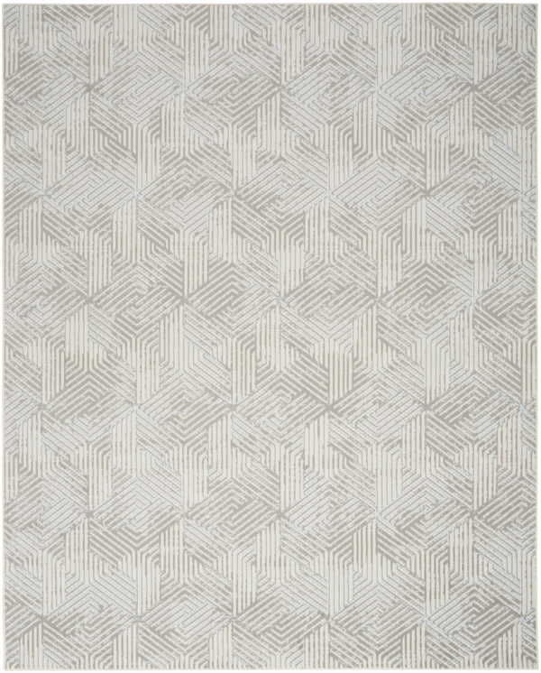 Homeroots 5' X 7' Gray And Ivory Geometric Power Loom Area Rug  Polypropylene 545380