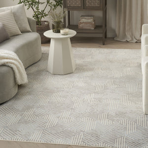 HomeRoots 8' Gray and Ivory Geometric Power Loom Area Rug - Durable Modern Design for Stylish Living Spaces 8' X 10' 545381
