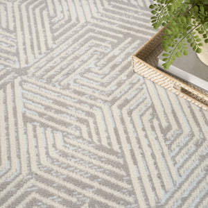 HomeRoots 8' Gray and Ivory Geometric Power Loom Area Rug - Durable Modern Design for Stylish Living Spaces 8' X 10' 545381