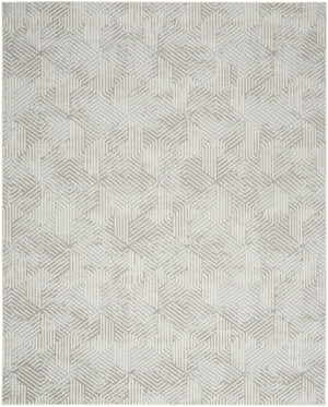 HomeRoots 8' Gray and Ivory Geometric Power Loom Area Rug - Durable Modern Design for Stylish Living Spaces 8' X 10' 545381