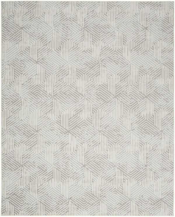 HomeRoots 8' Gray and Ivory Geometric Power Loom Area Rug - Durable Modern Design for Stylish Living Spaces 8' X 10' 545381