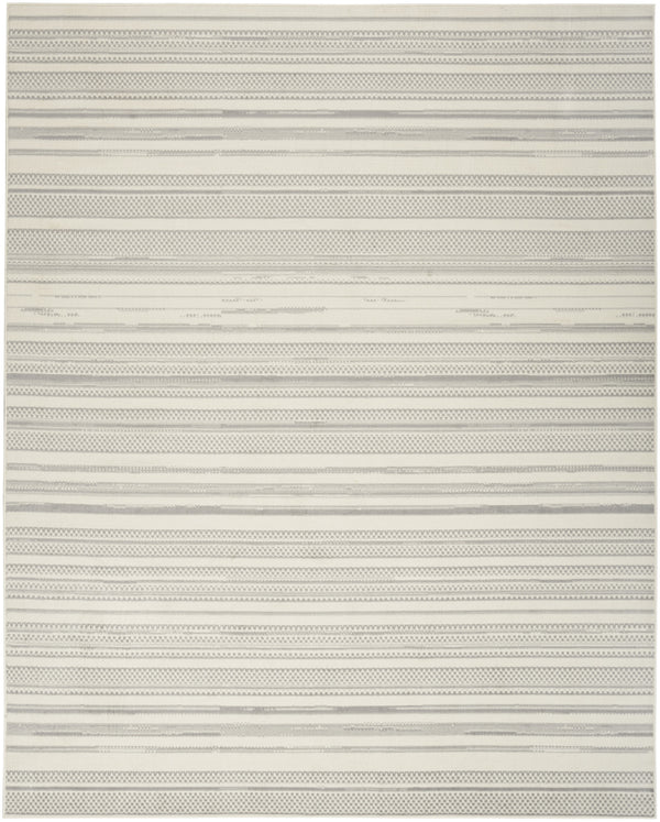 Homeroots 5' X 7' Gray And Ivory Striped Power Loom Distressed Area Rug  Polypropylene 545382