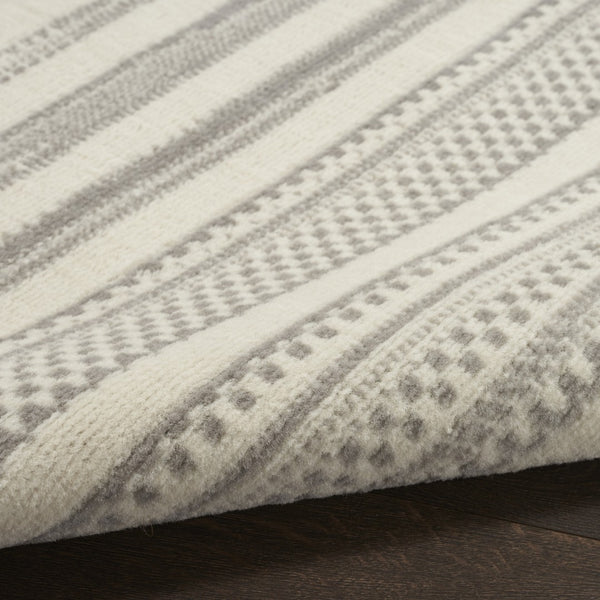 HomeRoots 8' Gray and Ivory Striped Area Rug – Elegant Power Loom Design for Timeless Style and Durability 8' X 10' 545383