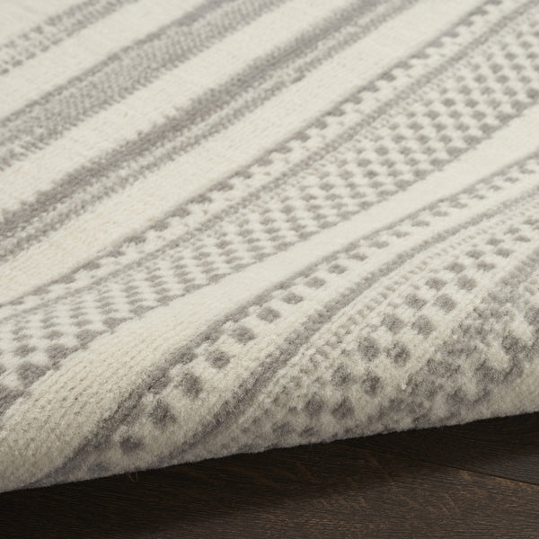 Homeroots 8' X 10' Gray And Ivory Striped Power Loom Area Rug  Polypropylene 545383