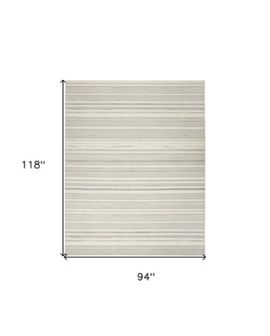 Homeroots 8' X 10' Gray And Ivory Striped Power Loom Area Rug  Polypropylene 545383