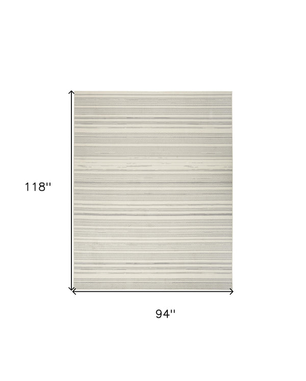Homeroots 8' X 10' Gray And Ivory Striped Power Loom Area Rug  Polypropylene 545383