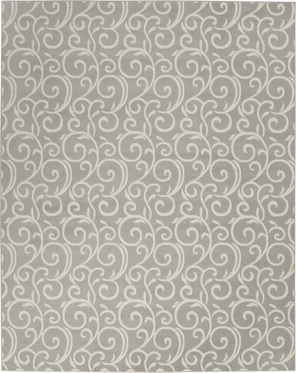 Homeroots 8' X 10' Gray And Ivory Floral Vines Power Loom Area Rug  Polypropylene 545384