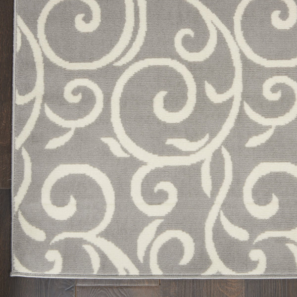 Homeroots 8' X 10' Gray And Ivory Floral Vines Power Loom Area Rug  Polypropylene 545384