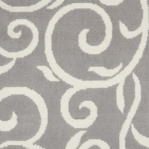 Homeroots 8' X 10' Gray And Ivory Floral Vines Power Loom Area Rug  Polypropylene 545384