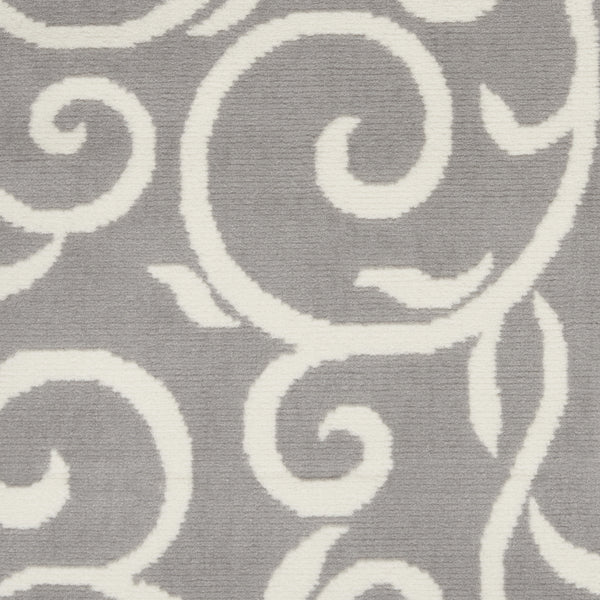 Homeroots 8' X 10' Gray And Ivory Floral Vines Power Loom Area Rug  Polypropylene 545384