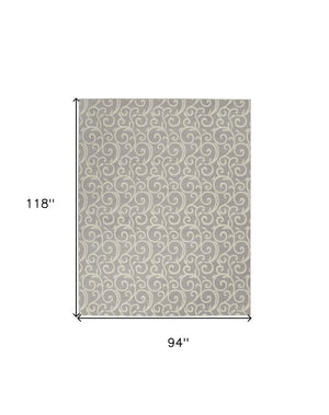 Homeroots 8' X 10' Gray And Ivory Floral Vines Power Loom Area Rug  Polypropylene 545384