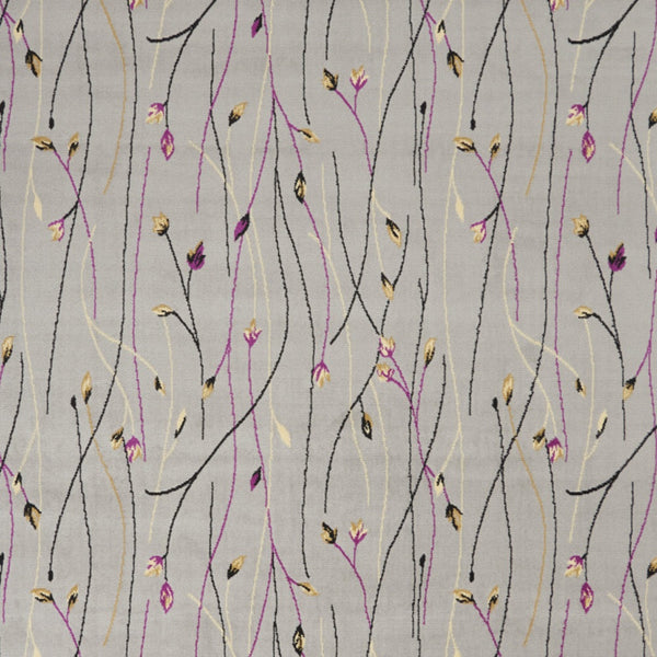 Homeroots 8' X 10' Gray And Pink Floral Power Loom Area Rug  Polypropylene 545385